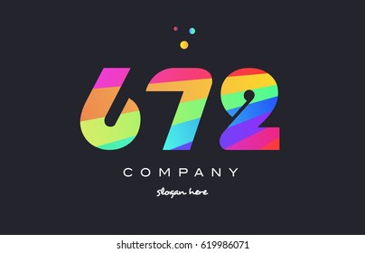 672 creative color green orange blue magenta pink number digit company logo vector icon spectrum