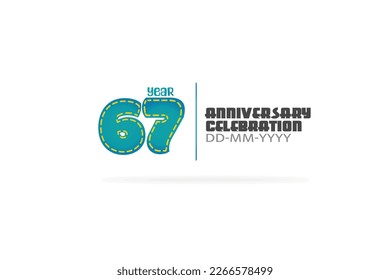 67th, 67 years, 67 year anniversary celebration fun style green and blue colors on white background for cards, event, banner-vector