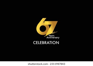 67th, 67 years, 67 year anniversary gold color on black background abstract style logotype. anniversary with gold color isolated on black background, vector design for celebration vector