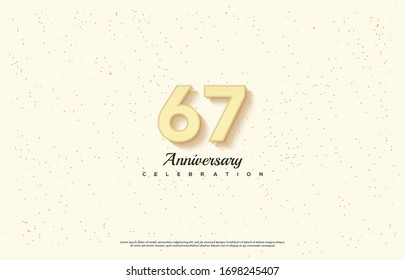 67th anniversary background with an illustration of the orange numbers in front of a white background and the writing below.