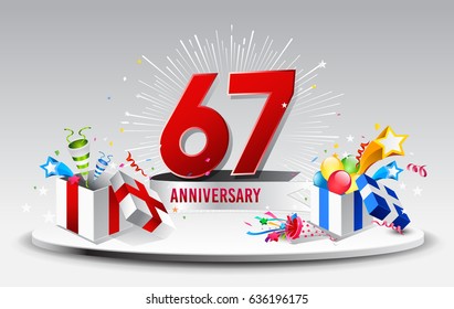67th Anniversary celebration background. stock vector template