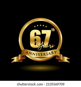 67th Anniversary Celebration Birthday Logo Gold Stock Vector (Royalty ...