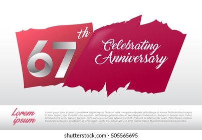 67th anniversary logo with red abstract backgrond. design template