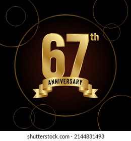 67th Anniversary logotype. Anniversary celebration template design for booklet, leaflet, magazine, brochure poster, banner, web, invitation or greeting card. Vector illustrations.