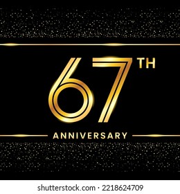 67th Anniversary Logotype. Golden Anniversary template design for celebration event, invitation card, greeting card, flyer, banner, poster, double line logo, vector illustration