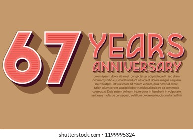 67th Anniversary numbers. background for anniversary