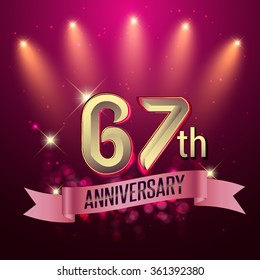 67th Anniversary, Party poster, banner or invitation - background glowing element. Vector Illustration.