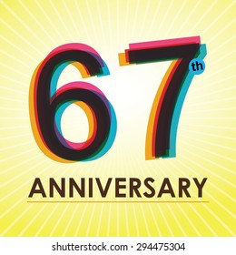 67th Anniversary poster / template design in retro style - Vector Background