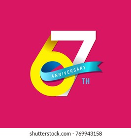 67th Anniversary simple emblems, template design for web, game ,Creative poster, booklet, leaflet, flyer, magazine, invitation card