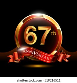 67th golden anniversary logo. with ring and red ribbon