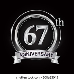 67th silver anniversary logo with ribbon and ring