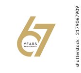 67th Year Anniversary Logo, Golden Color, Vector Template Design element for birthday, invitation, wedding, jubilee and greeting card illustration.