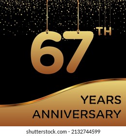 67th years anniversary, vector design for anniversary celebration with gold color on black background, simple and luxury design. logo vector template