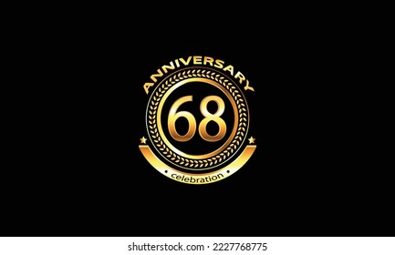 68 anniversary celebration. 68th anniversary celebration. 68 year anniversary celebration logo with black background.