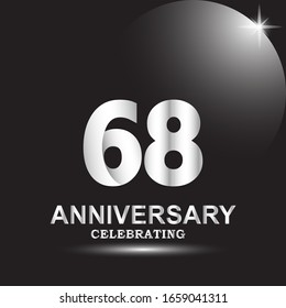 Plantilla vectorial de logotipo de 68 años. Diseño para banner, tarjetas de felicitación o impresión