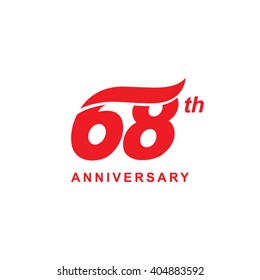 68 anniversary wave logo red