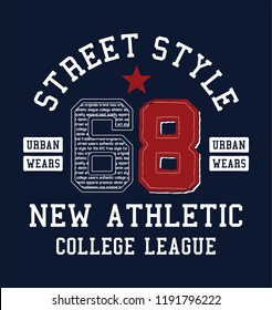 68. College style number with typography.