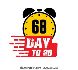 68 días para la ilustración de arte vectorial con fuente agradable y reloj de alarma combinado