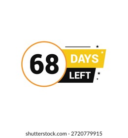 Quedan 68 días Número de cuenta regresiva Plantillas de Anuncio tiempo icono diseño de Vector