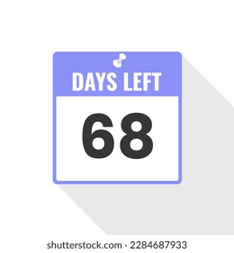 Icono de ventas de cuenta regresiva de 68 días a la izquierda. Quedan 68 días para ir Banner promocional