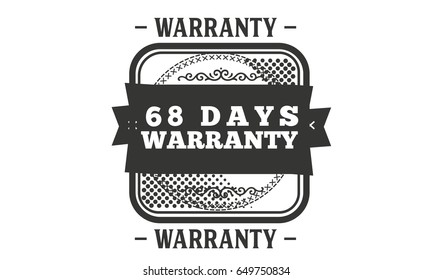 68 days warranty icon vector vintage grunge guarantee background