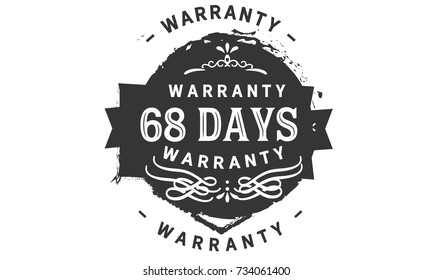 68 days warranty icon vintage rubber stamp guarantee