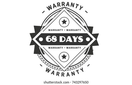 68 days warranty icon vintage rubber stamp guarantee