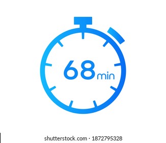 68 Minutes timers Clocks, Timer 68 mins icon, countdown icon. Time measure. Chronometer vector icon isolated on white background