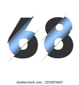 68 number cut design for decorative design. 3d art wallpaper. Vintage vector ornament template.