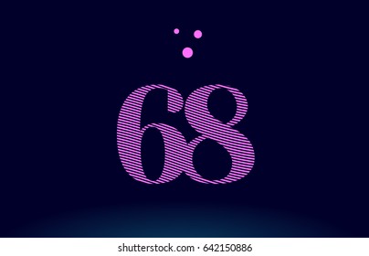68 number digit logo pink line stripes magenta purple blue font creative text dots company vector icon design