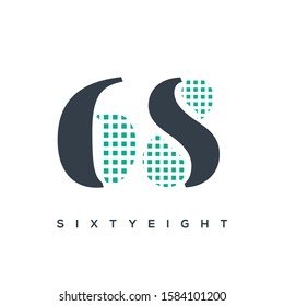 68 number logo check design digit vector template