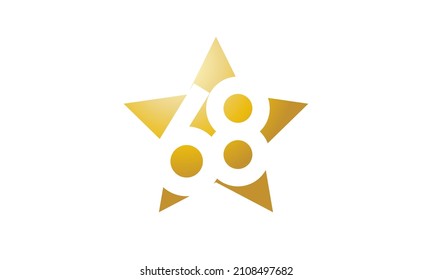 68 Number New Gold Abstract Star Logo
