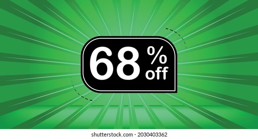 68% off - green and black banner - 
sixty-eight percent discount banner for big sales.