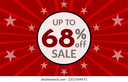 Up to 68% Off, red banner with discount for mega sales