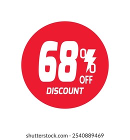 68% OFF Sale Discount Banner offer price tag. Special offer sale red label. Vector Modern Sticker Illustration Background