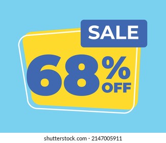 68% off tag sixty eight percent discount sale blue letter yellow background