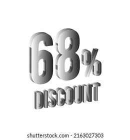 68 percent discount in black isolated on white background