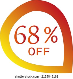 68 percent off with orange vector off circle format