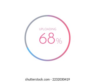 68 percentage uploading, pie chart for Your documents, reports, 68% circle percentage diagrams for infographics
