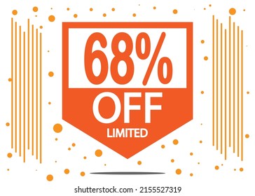 68% Price tag. Banner for price reduction ad for stores and sales.