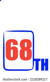 68.º número ordinal contando ilustración de arte vectorial con fuente fantástica y color rojo azul - 68 aniversario - feliz cumpleaños