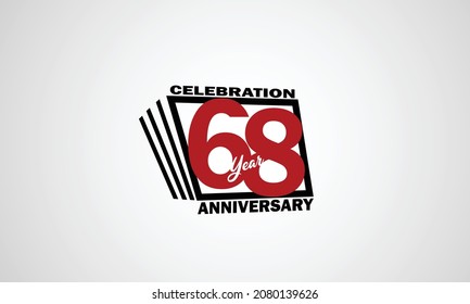 68 year anniversary celebration, book design style black and red color for event, birthday, gift card, poster-vector