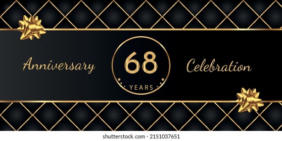 68 Year Anniversary Celebration Gold Bow Stock Vector (Royalty Free ...