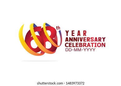68 year anniversary celebration logotype. anniversary logo with golden and light white color isolated on black background, vector design for celebration, invitation and greeting card-Vector