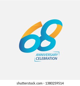 68 Year Anniversary Celebration Vector Template Design Illustration