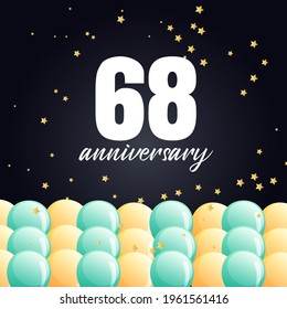 Celebración del 68 aniversario, diseño vectorial para celebraciones, tarjetas de invitación y tarjetas de felicitación