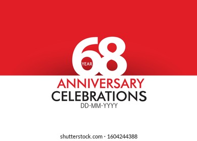 68 year Anniversary Concept Red Color and White for Banner, Poster, Greeting Card - Vector