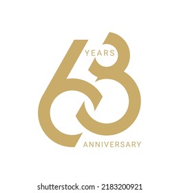 68 Year Anniversary Logo, Golden Color, Vector Template Design element for birthday, invitation, wedding, jubilee and greeting card illustration.