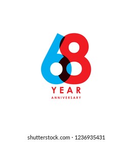 68 Year Anniversary Vector Template Design Illustration