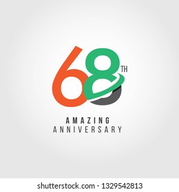 68 Year Anniversary Vector Template Design Illustration